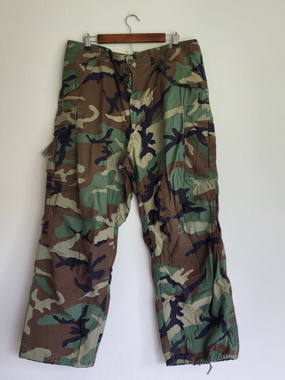 Vtg USGI Woodland Camo Cold Weather Cargo Field Pants Talon Brass Zipper